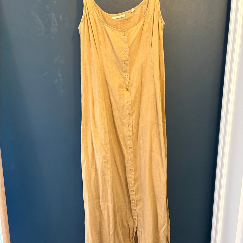 Doen Button-Down Maxi Dress in Beige